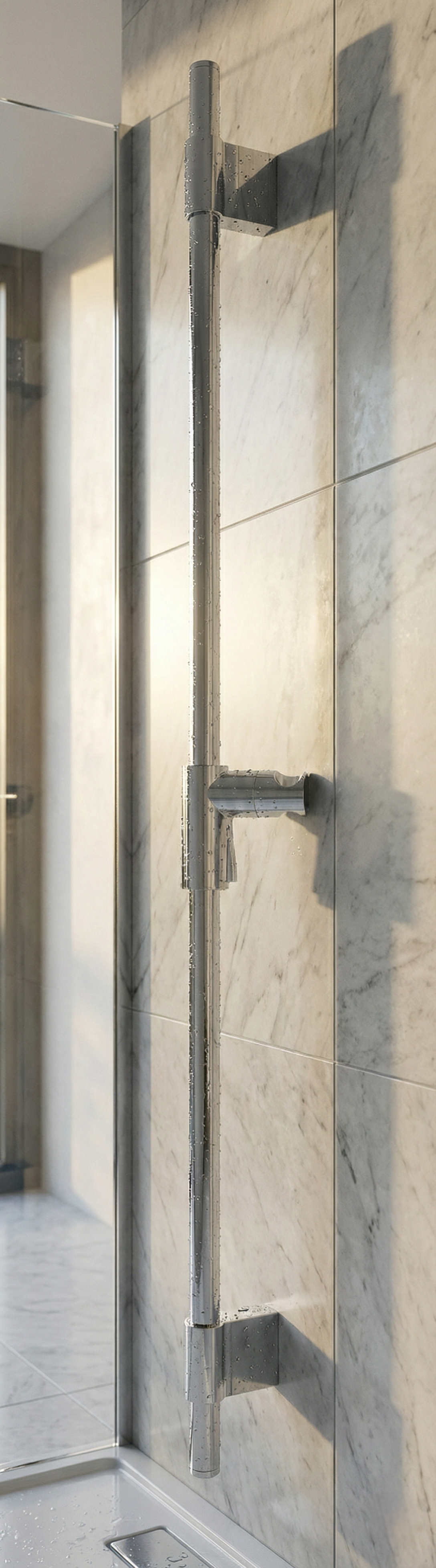 VIGOUR Brausestange mit massiven verstellbarem Brausehalter | 95 cm | Ø 20 mm | Chrom glänzend