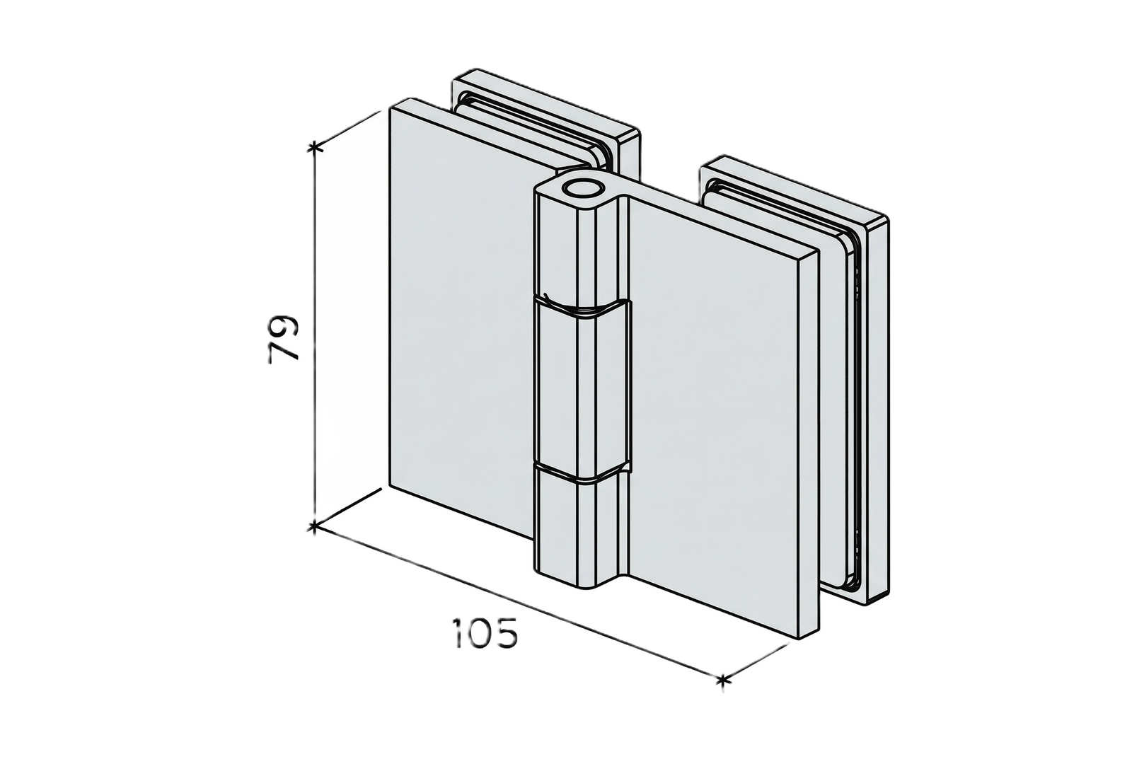 COMO Anschlagband 180° Glas-Glas – Messing massiv, 8/10 mm ESG, verdeckte Verschraubung, eckiges Design