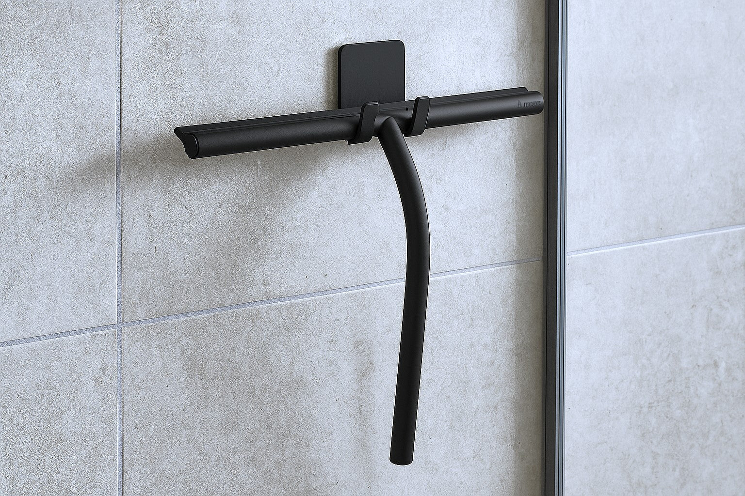 Duschabzieher mit Wandhalter Edelstahl - Chrom oder Schwarz matt, 240 × 210 mm