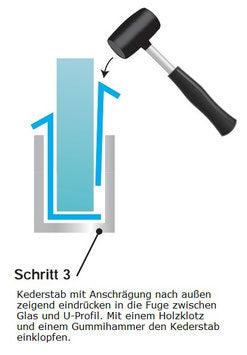 Alu U-Wandprofil DUC – silikonfreie Klemmung für 8 oder 10 mm Glas