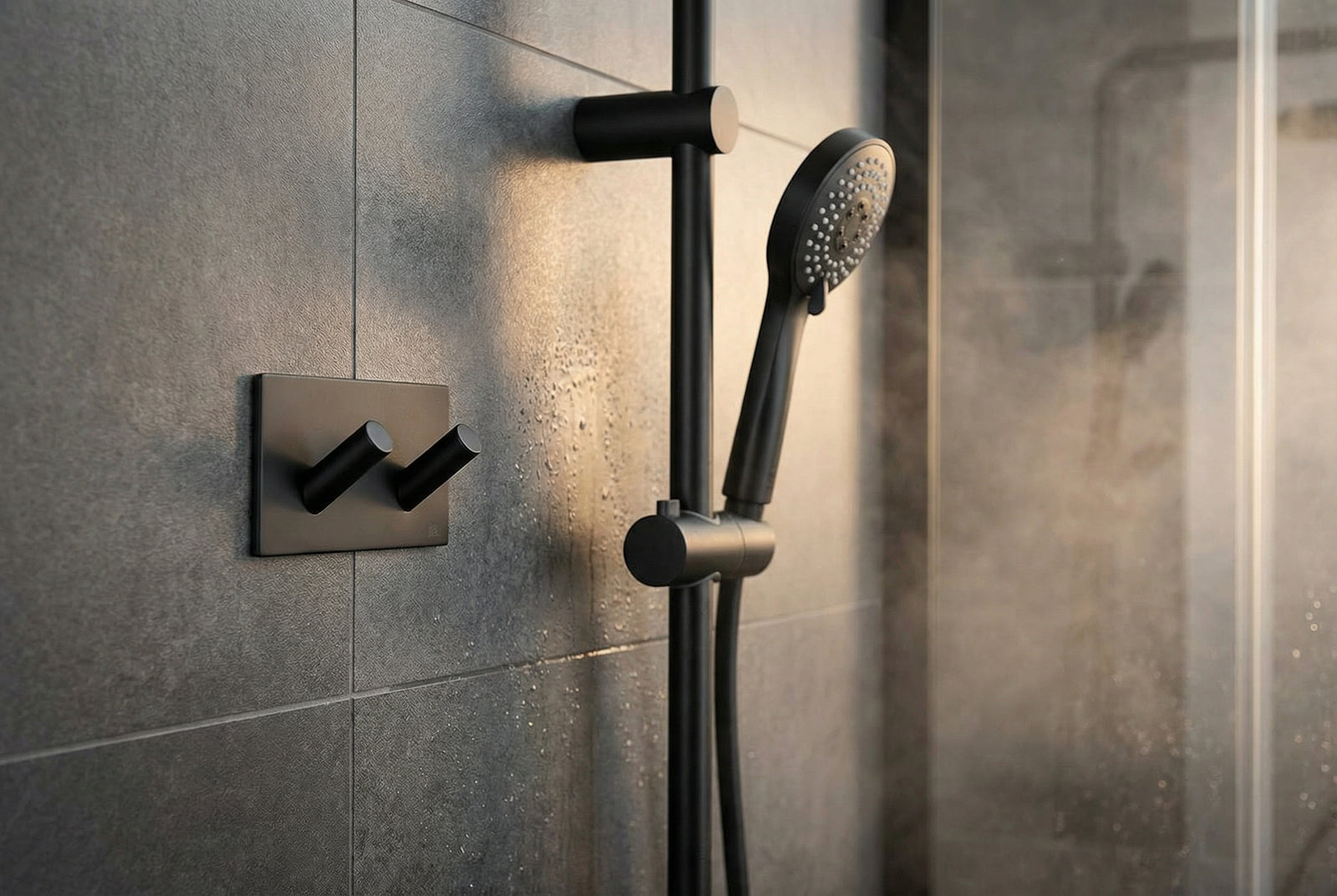 Doppel Haken selbstklebend – 90 mm, Edelstahl – Schwarz oder Chrom