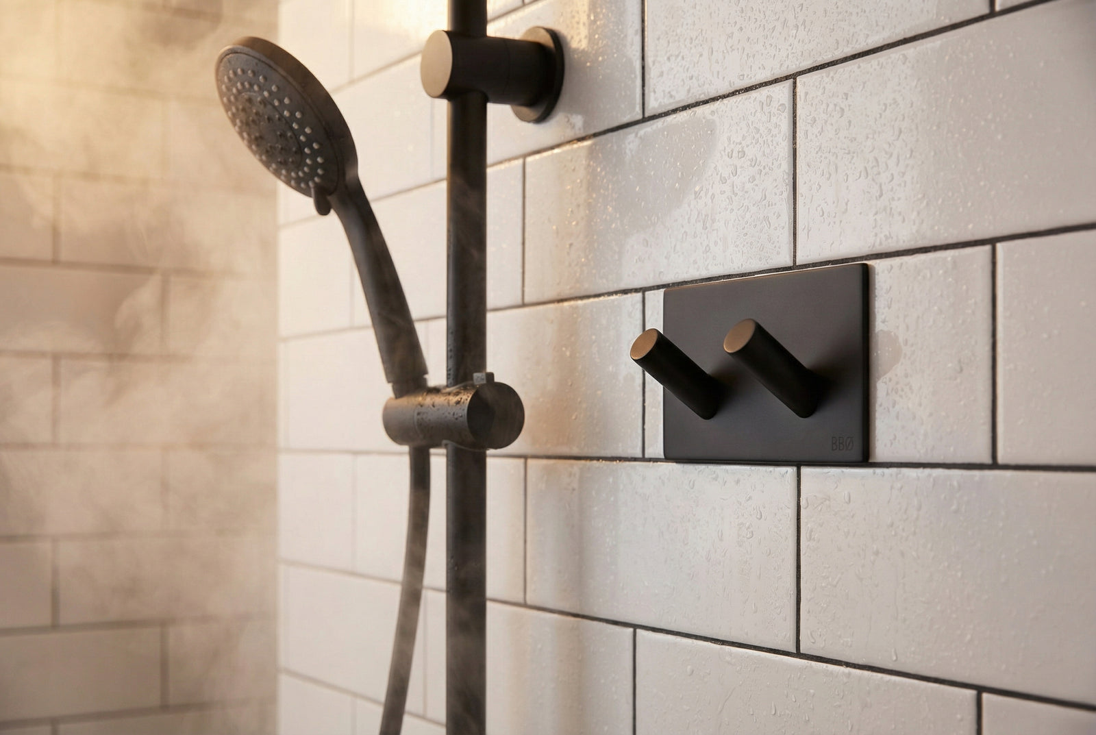 Doppel Haken selbstklebend – 90 mm, Edelstahl – Schwarz oder Chrom