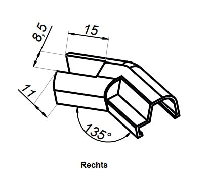 Abschlusskappe 135° NTFA135R/L – für S1L und 8535, Glas bis 8 mm
