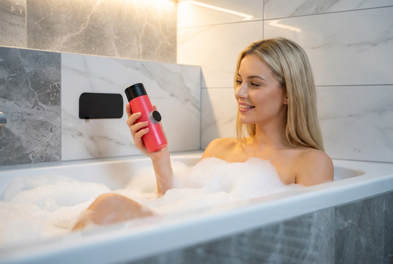 Die magnetische Aufhängung für Duschgel und Shampoo an Wandplatte, Typ MagSpike