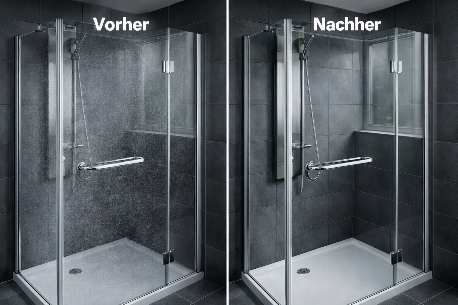Glanz-Paket: Das Komplett-Set für Duschglas-Reinigung & Schutz sorgt für klares Glas
