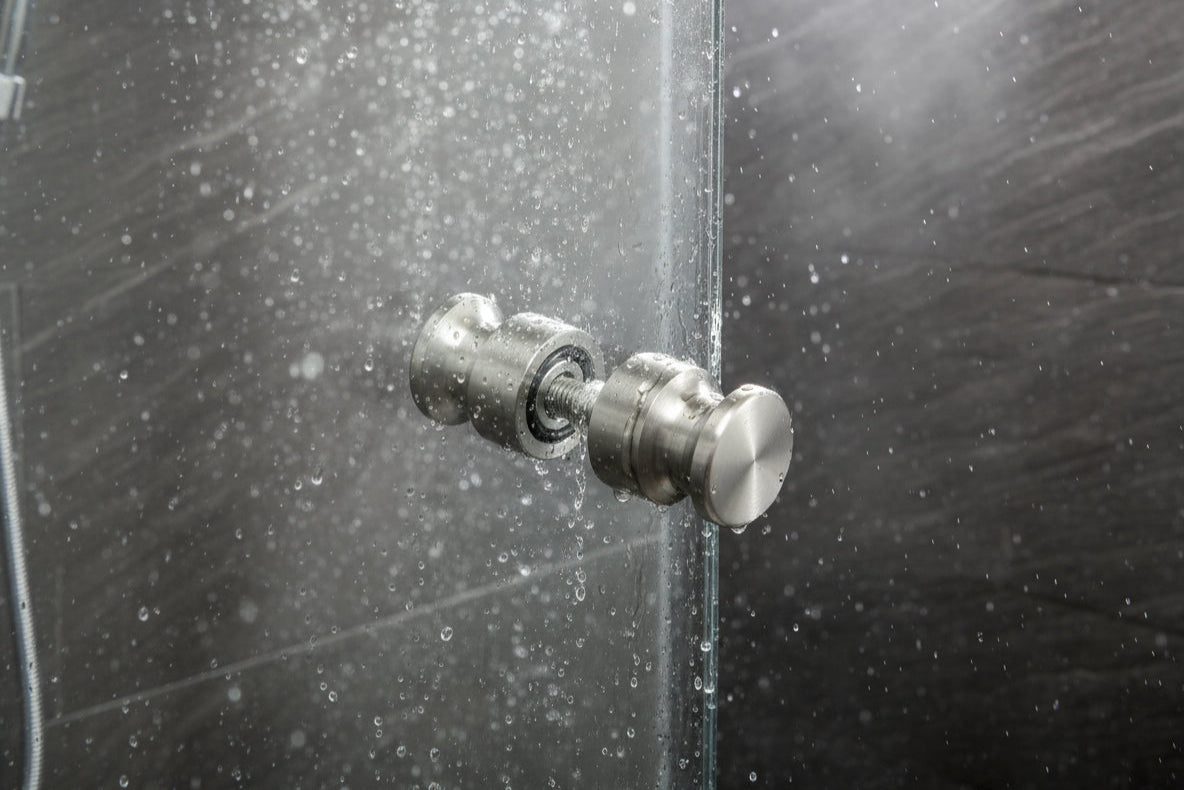 Dusch-Türknopf 102 – V2A Edelstahl zierlich Ø 26 mm, 8–12 mm Glas