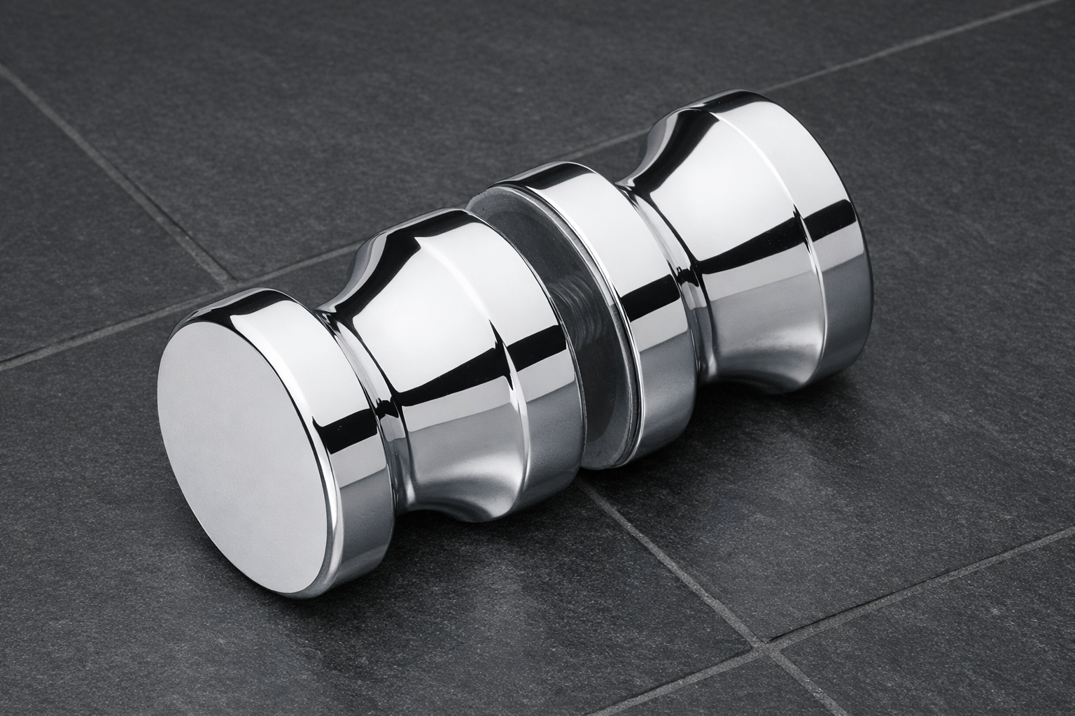 Dusch-Türgriff 6702 – zylindrisch Ø 35 mm mit Rille, verchromtes Messing