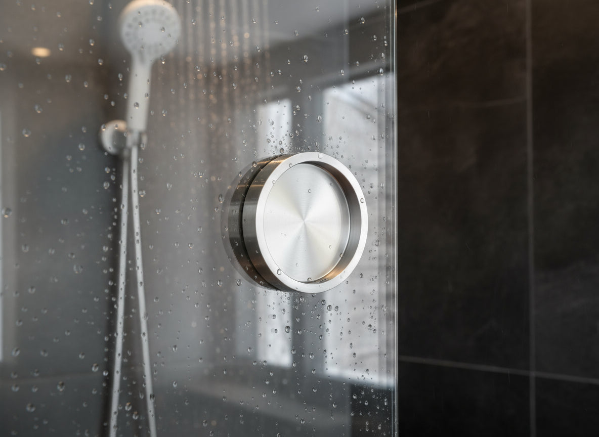 Griffmuschel aus Edelstahl für Glastüren, selbstklebend, Ø 65 mm / 55 mm