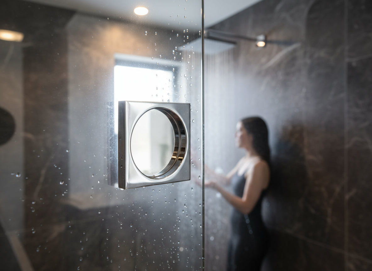 Griffmuschel – quadratisch, selbstklebend, aus V2A Edelstahl, für Glastüren