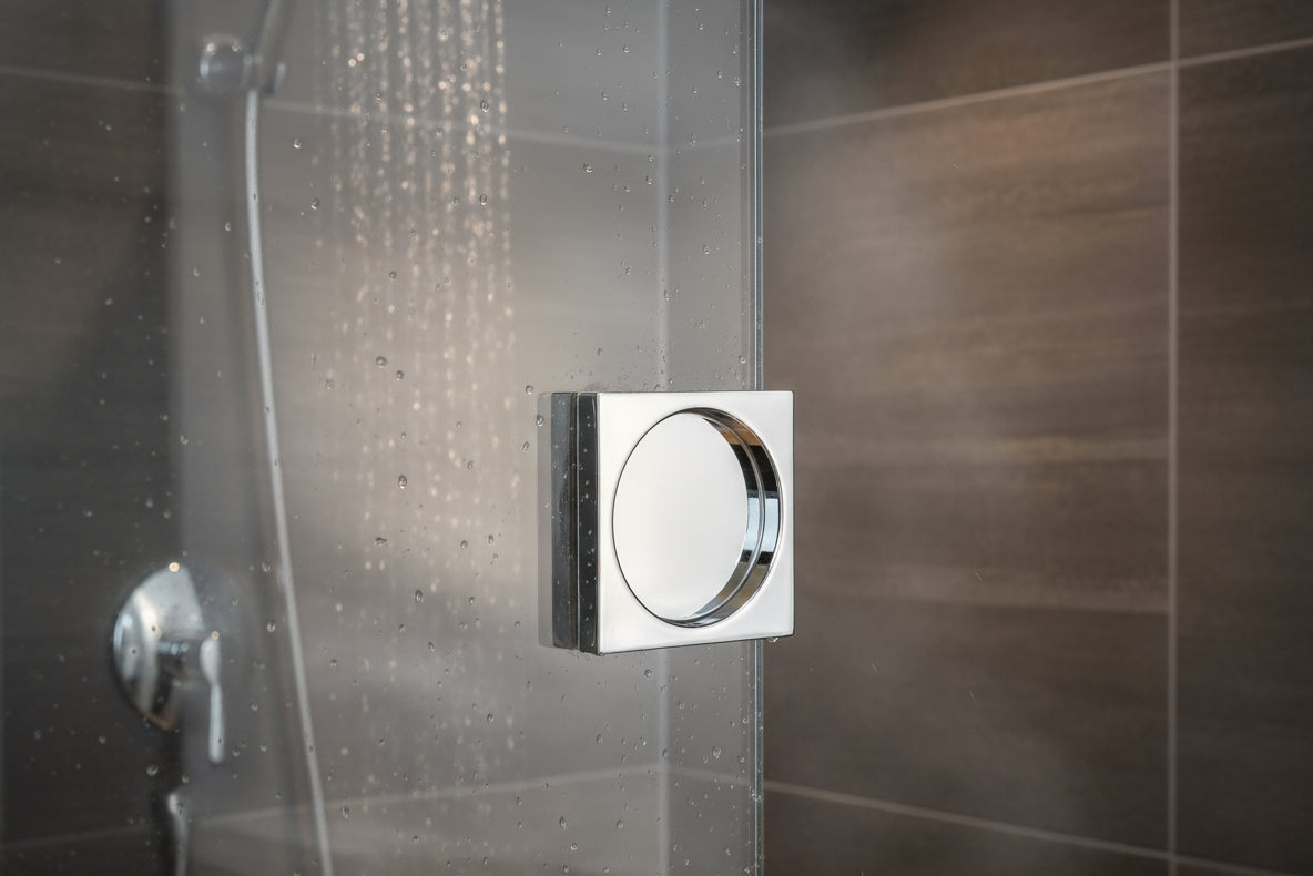 Griffmuschel – quadratisch, selbstklebend, aus V2A Edelstahl, für Glastüren