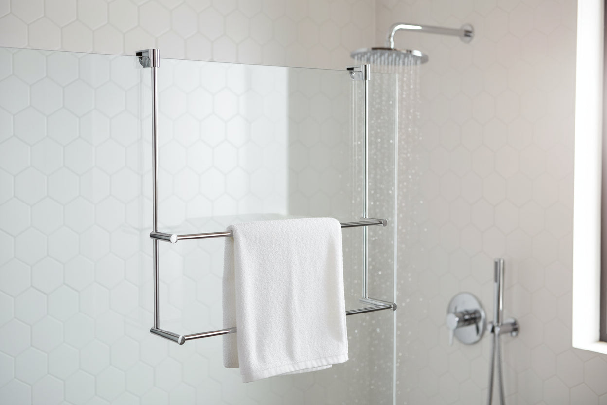 Smedbo Handtuchhalter 2-reihig, für Glasduschwand, zur Befestigung an Glaskante, Art.Nr. DK3102