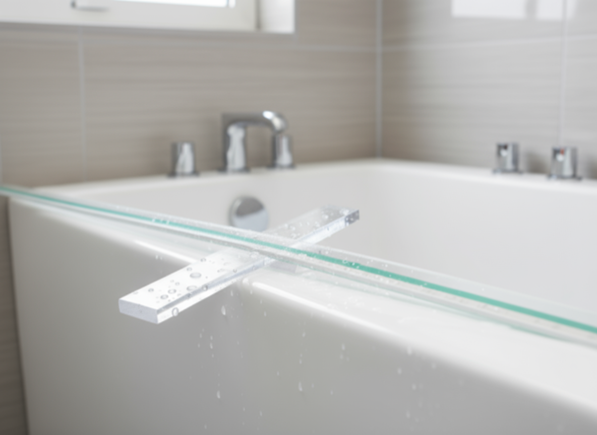 Transparente Unterlagen für rahmenlose Glasduschen – 6 x 51 mm, für 6/8/10 mm Glas