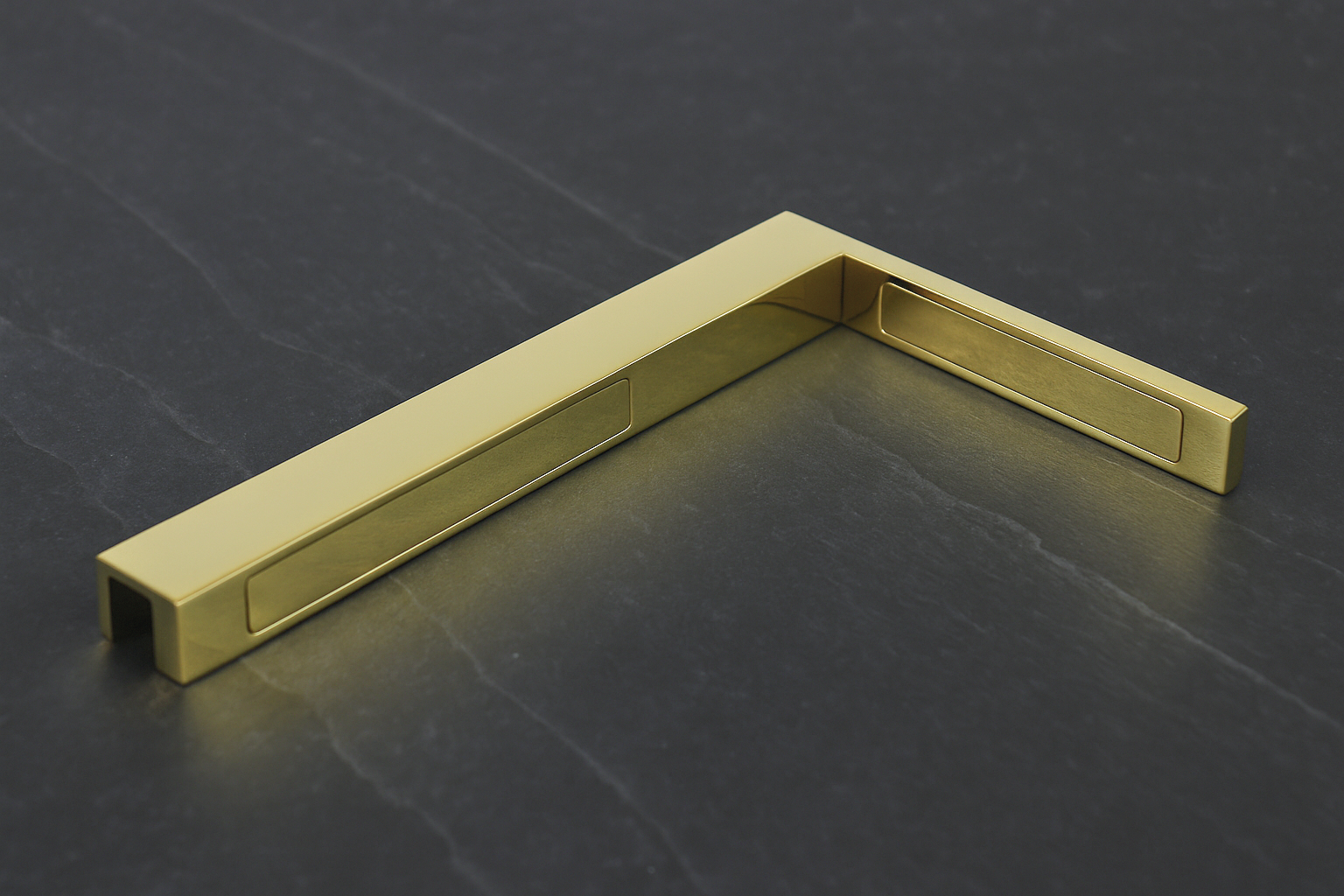 90° Stabilisierungswinkel 220 mm – für freistehende Glaswände ohne Glasbohrung, Gold glanz