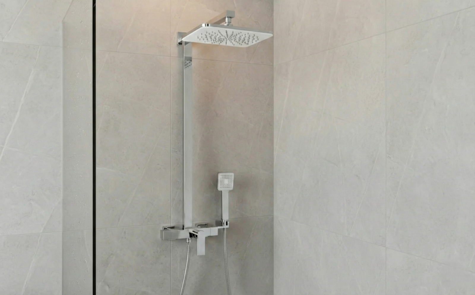 VIGOUR Kopfbrause edge quadratisch 250x250 / 300x300 mm Chrom/Weiß | 1/2" Anschluss