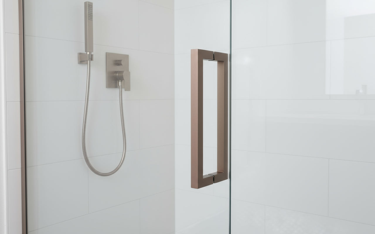Duschgriff Stangengriff, 19 x 19 mm – Lochabstand 203 mm, Bronze gebürstet