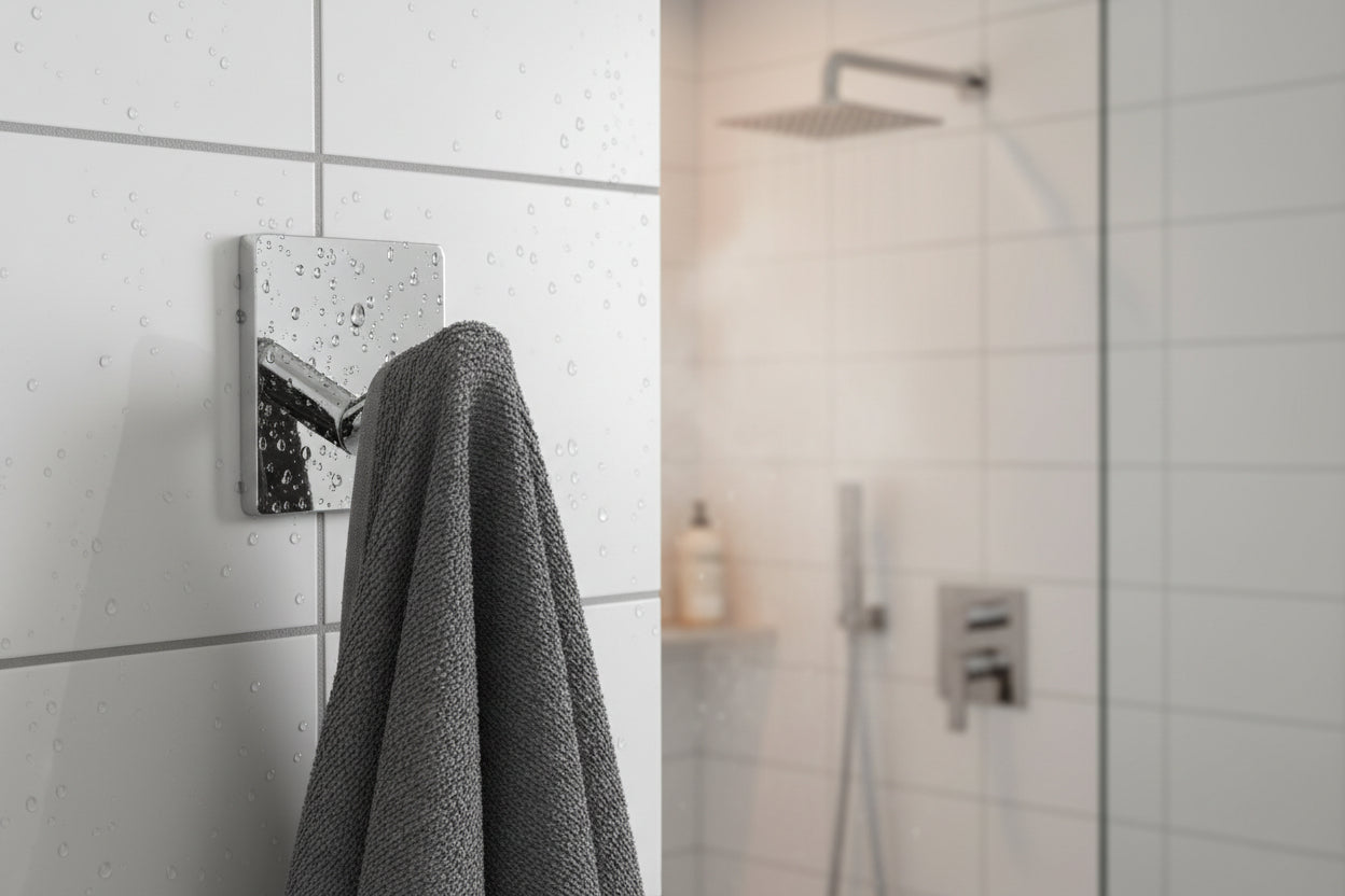 Design Haken Mini 30x30, 45x45 mm; Matt Schwarz, Edelstahl verchromt