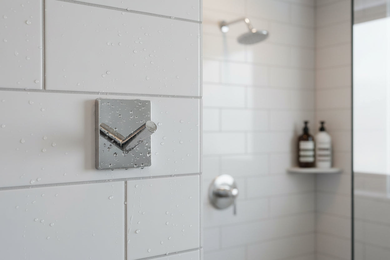 Design Haken Mini 30x30, 45x45 mm; Matt Schwarz, Edelstahl verchromt