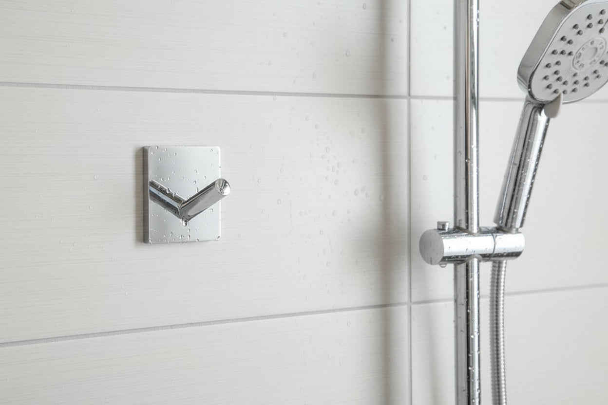 Design Haken Mini 30x30, 45x45 mm; Matt Schwarz, Edelstahl verchromt