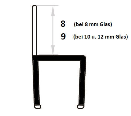 Spaltdichtung mit weicher Vinyl-Lippe für geringes Spaltmaß – Für 8, 10 oder 12 mm Glas – Art.Nr. PCC8/10/12