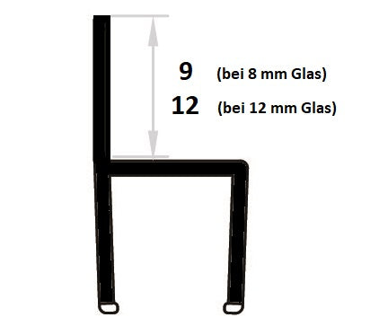 Wintergarten Fugendichtung 180° mit harter Anschlagschiene – Für 8 oder 12 mm Glas – Art.Nr. PHJ 8/12