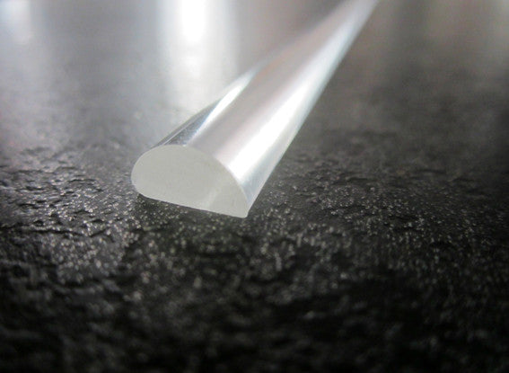 Plexi-Halbrundstab als Schwallprofil – Transparent und flexibel – Art.Nr. 8001/8010