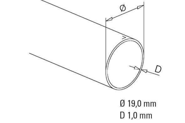 V2A-Edelstahlrohr 89XX – Ø 19 mm, 3 Längen, kürzbar für Stabistange