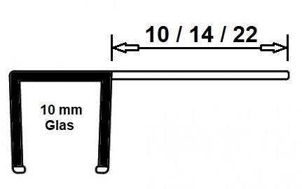Überlappungsdichtung aus Polycarbonat mit 90°-Lippe – Für 6, 8 oder 10 mm Glas – Art.Nr. S004