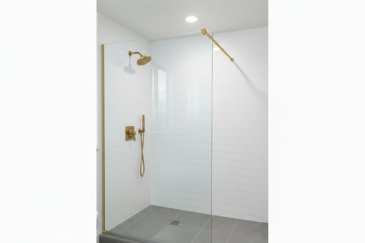 Rundes Stabistangen-Set Glas-Wand 1200 mm – Ø 12 mm, flexibel einstellbar für 8-10 mm Glas – Art.Nr. S1212SET