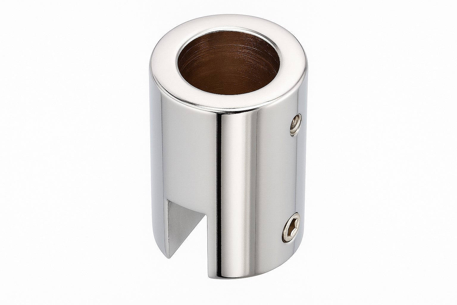 Senkrechter Glashalter S9/S910 – Ø 19 mm Deckenmontage, 6–12 mm Glas