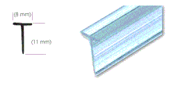 Selbstklebende Vinyldichtung mit T-Abstreifer – Für 6 oder 8 mm Glas – Art.Nr. SDTWT2