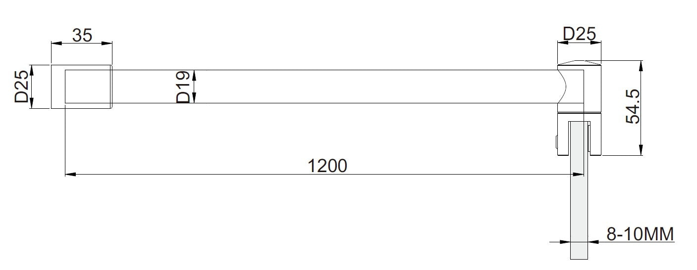 Edelstahl Stabistangen-Set Glas-Wand 90°, Ø 19 mm, für 8-10 mm Glas, Art.Nr. SE1912SET