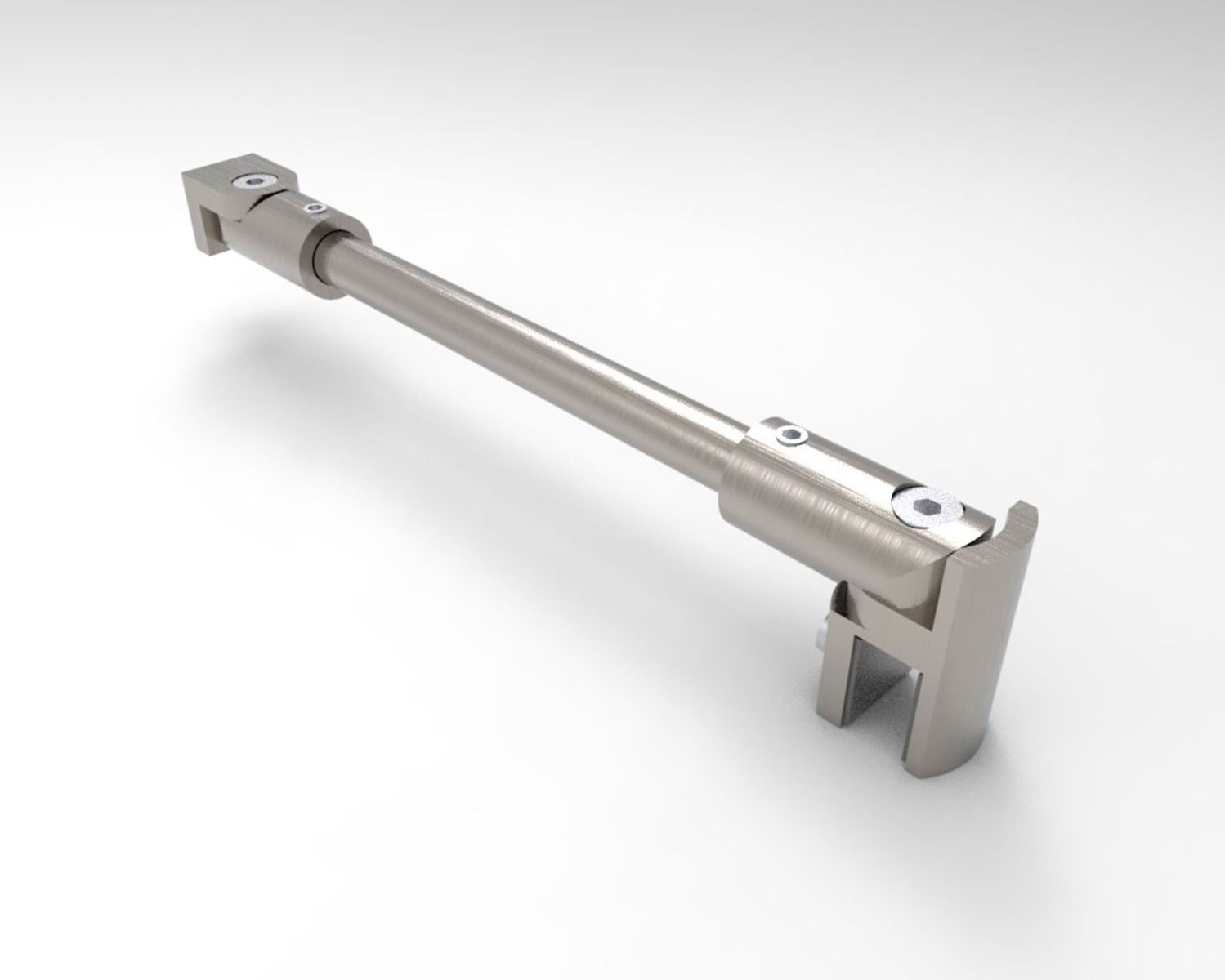 Stabistangen-Set rund, Farbe: Edelstahl, Glas-Wand, flexibel einstellbar, 12 mm Rohr, Art.Nr. S1212SET