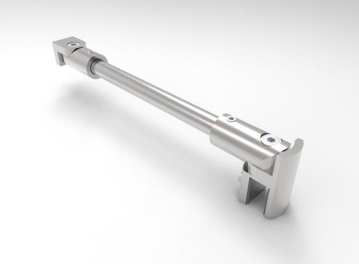 Rundes Stabistangen-Set Glas-Wand 1200 mm – Ø 12 mm, flexibel einstellbar für 8-10 mm Glas – Art.Nr. S1212SET