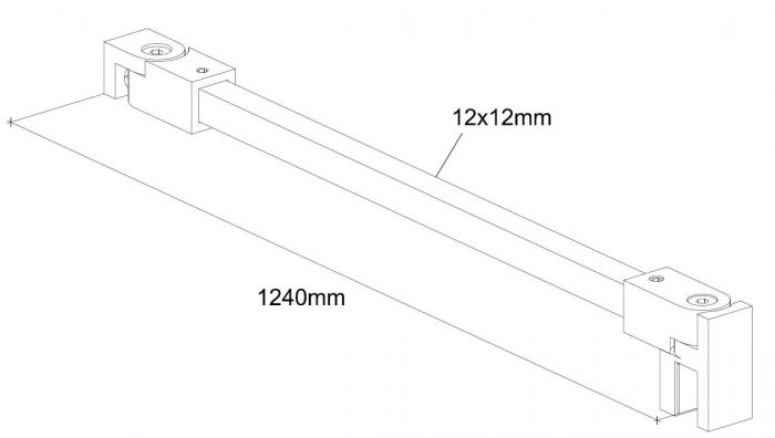 Stabilisierungsstangen-Set quadratisch – 1200 mm, 12x12 mm, flexibel für 8-10 mm Glas – Art.Nr. SQ1212SET