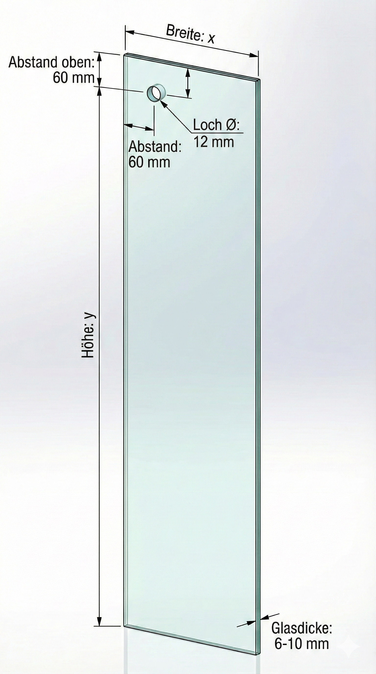Stabistange-Set für Glasdusche – Glas-Wand, 19 mm Edelstahlrohr für Glasbohrung, Art.-Nr. TUBE