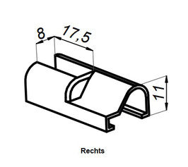 Abschlusskappe 180° NTFA180R/L – für S1L und 8535, Glas bis 8 mm