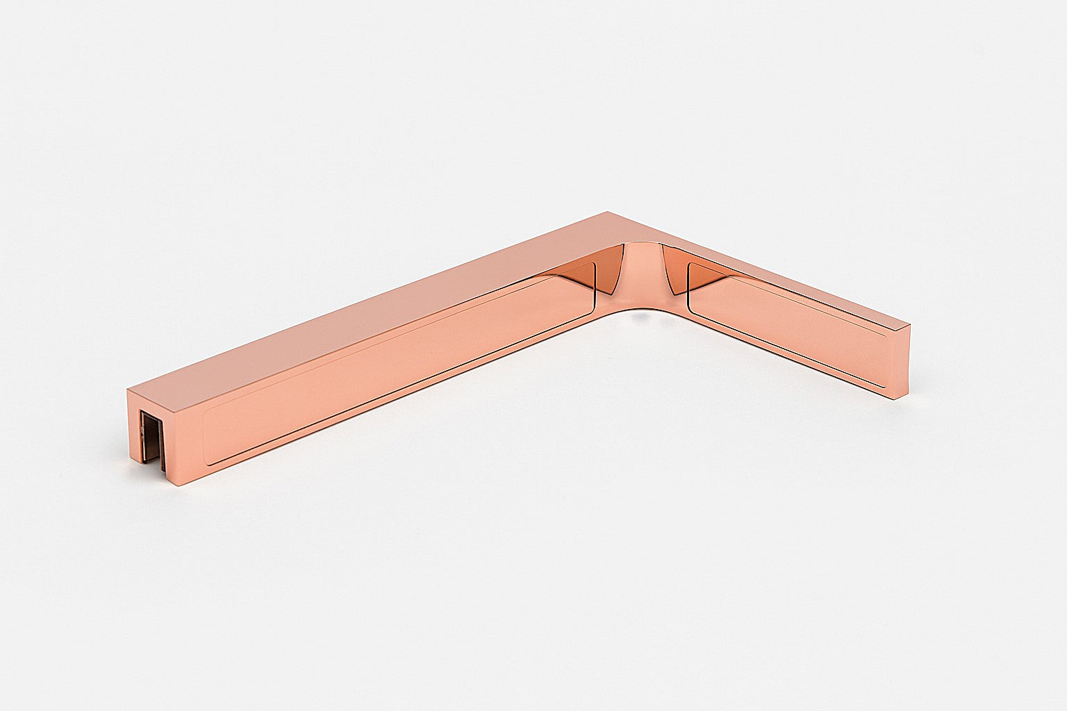 90° Stabilisierungswinkel 220 mm – für freistehende Glaswände ohne Glasbohrung, Kupfer