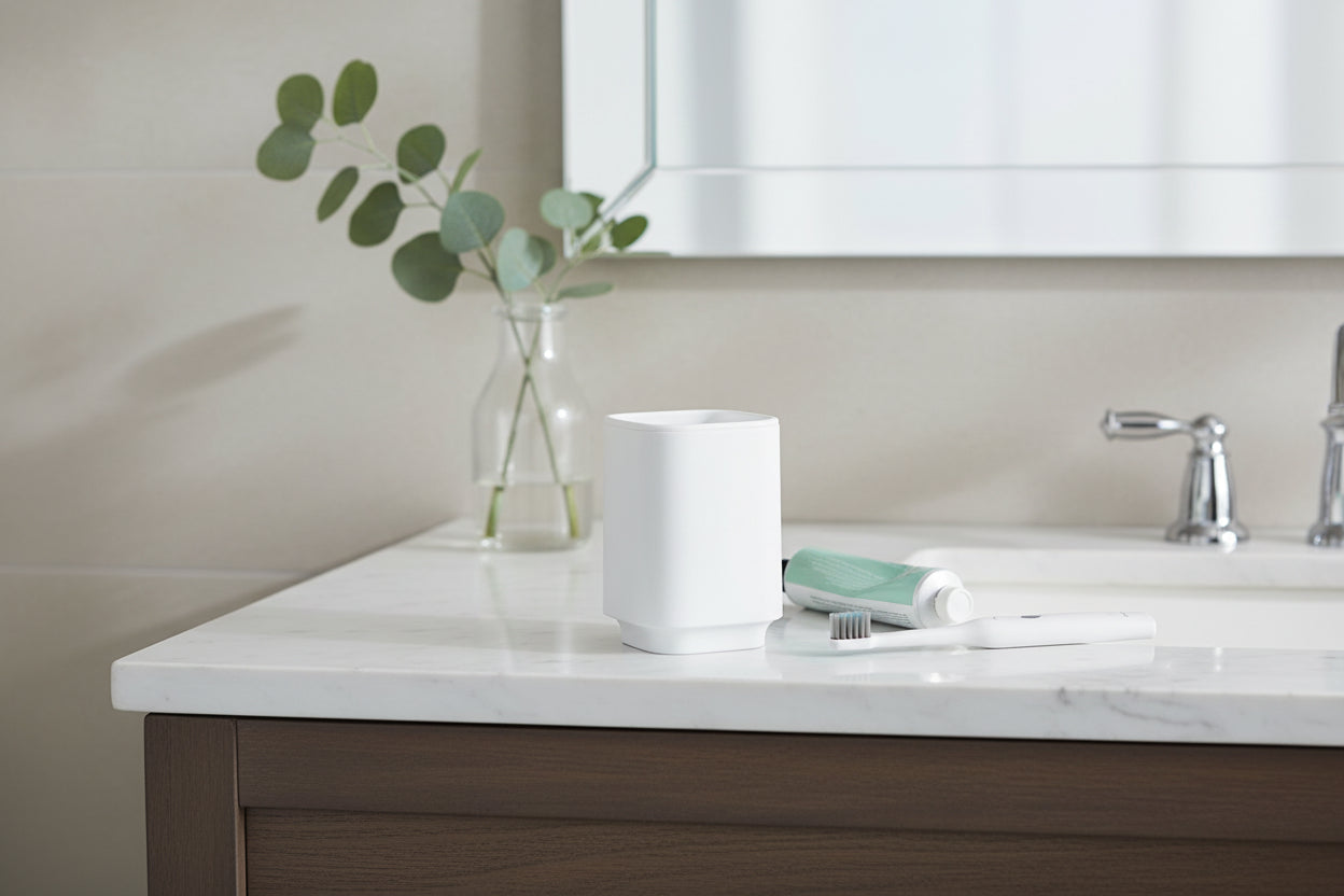 SATIN SQUARE Zahnputzbecher – minimalistisches Design für ein aufgeräumtes Bad