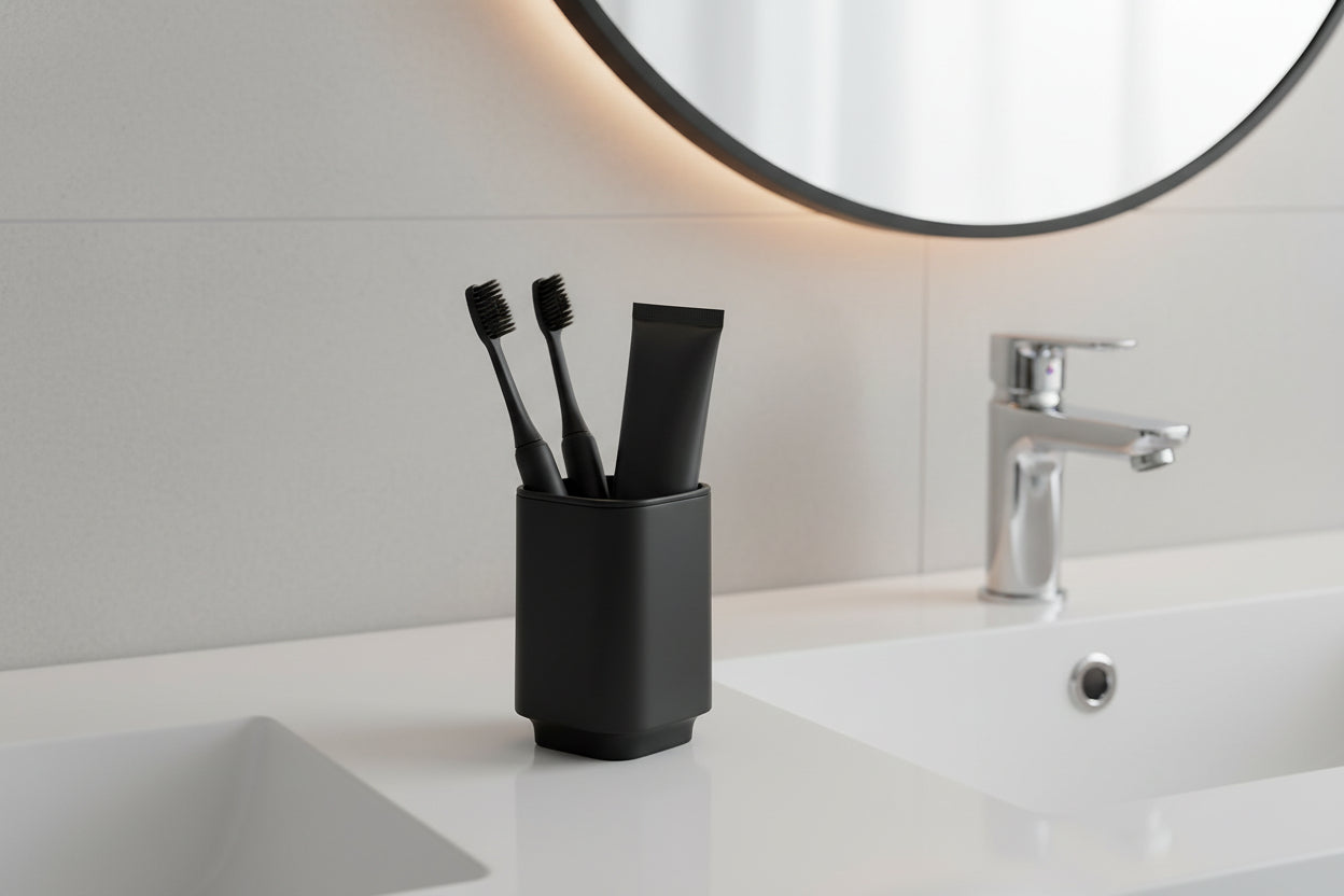 SATIN SQUARE Zahnputzbecher – minimalistisches Design für ein aufgeräumtes Bad