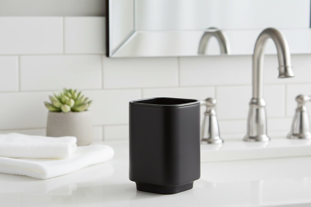 SATIN SQUARE Zahnputzbecher – minimalistisches Design für ein aufgeräumtes Bad
