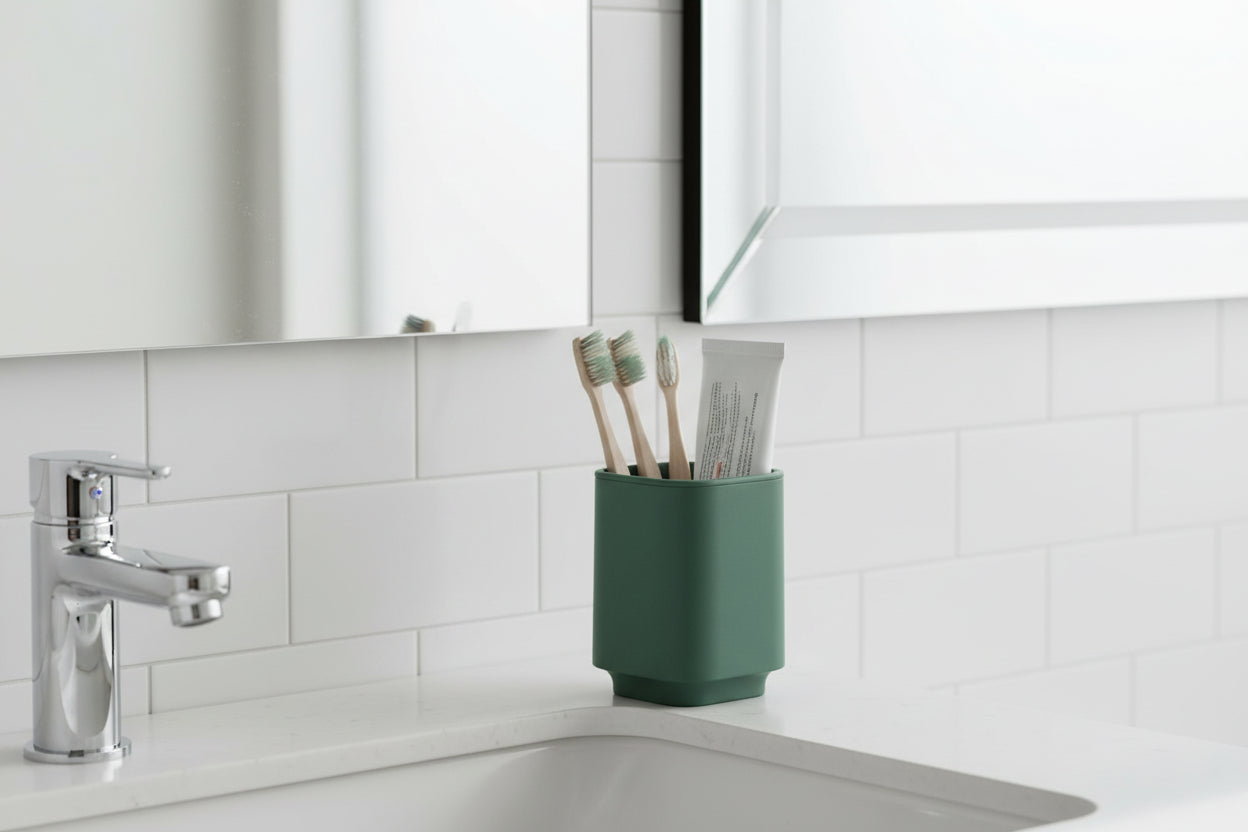 SATIN SQUARE Zahnputzbecher – minimalistisches Design für ein aufgeräumtes Bad
