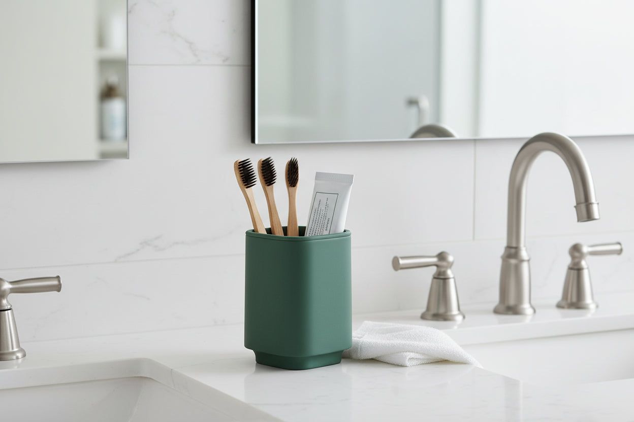 SATIN SQUARE Zahnputzbecher – minimalistisches Design für ein aufgeräumtes Bad