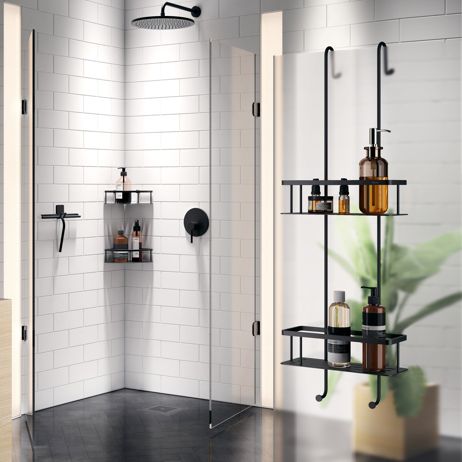 Smedbo Sideline Duschkorb doppelt Schwarz Lifestyle