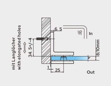 Bellagio Winkelverbinder Glas-Wand 90° BEL90S – Messing, 11 Oberflächen