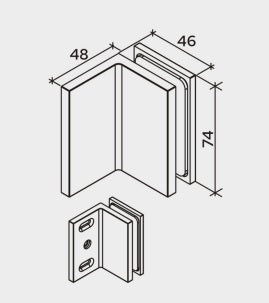 Bellagio Winkelverbinder Glas-Wand 90° BEL90S – Messing, 11 Oberflächen
