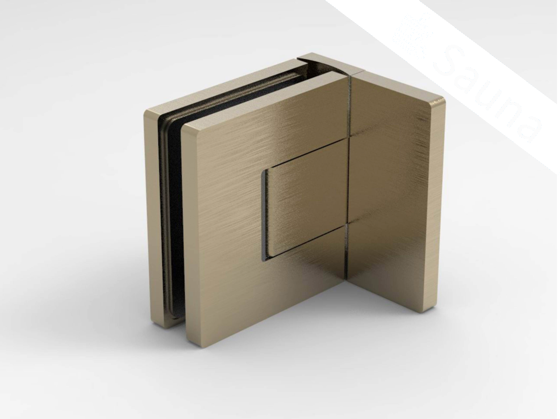 Pendeltürband Sauna 90° Glas-Wand in Bronze gebürstet