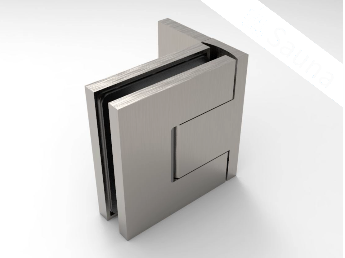 Pendeltürband Sauna 90° Glas-Wand in Edelstahl gebürstet matt