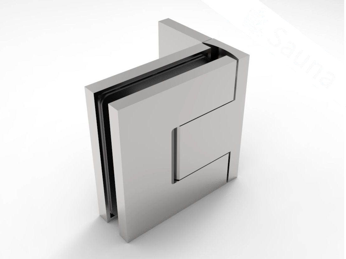 Pendeltürband Sauna 90° Glas-Wand in Chrom poliert