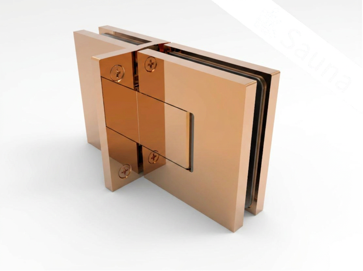 Pendeltürband Sauna 180° Glas-Glas in Rosé Gold poliert