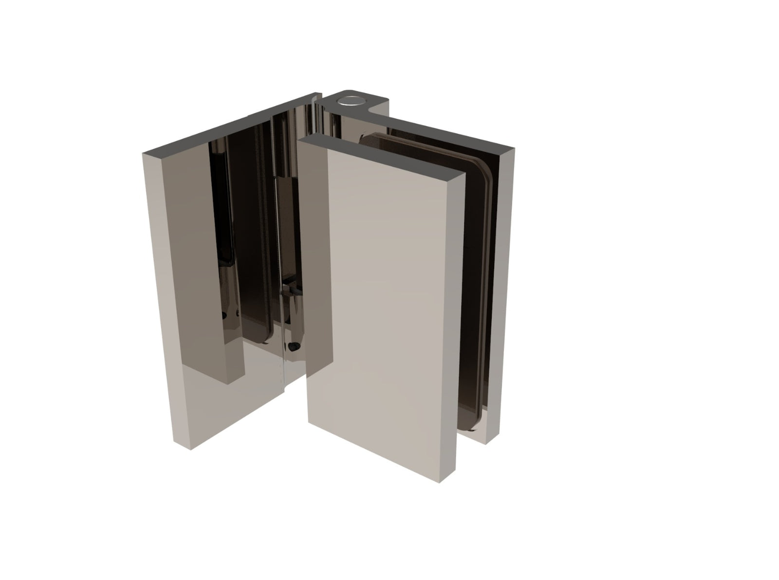 Anschlagband 90° Glas-Wand Edelstahl, Seitenansicht